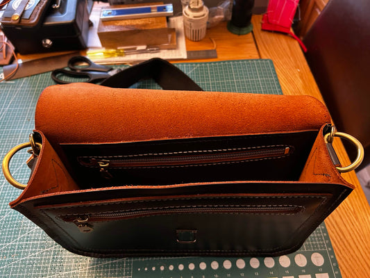 Handcrafted genuine black leather purse