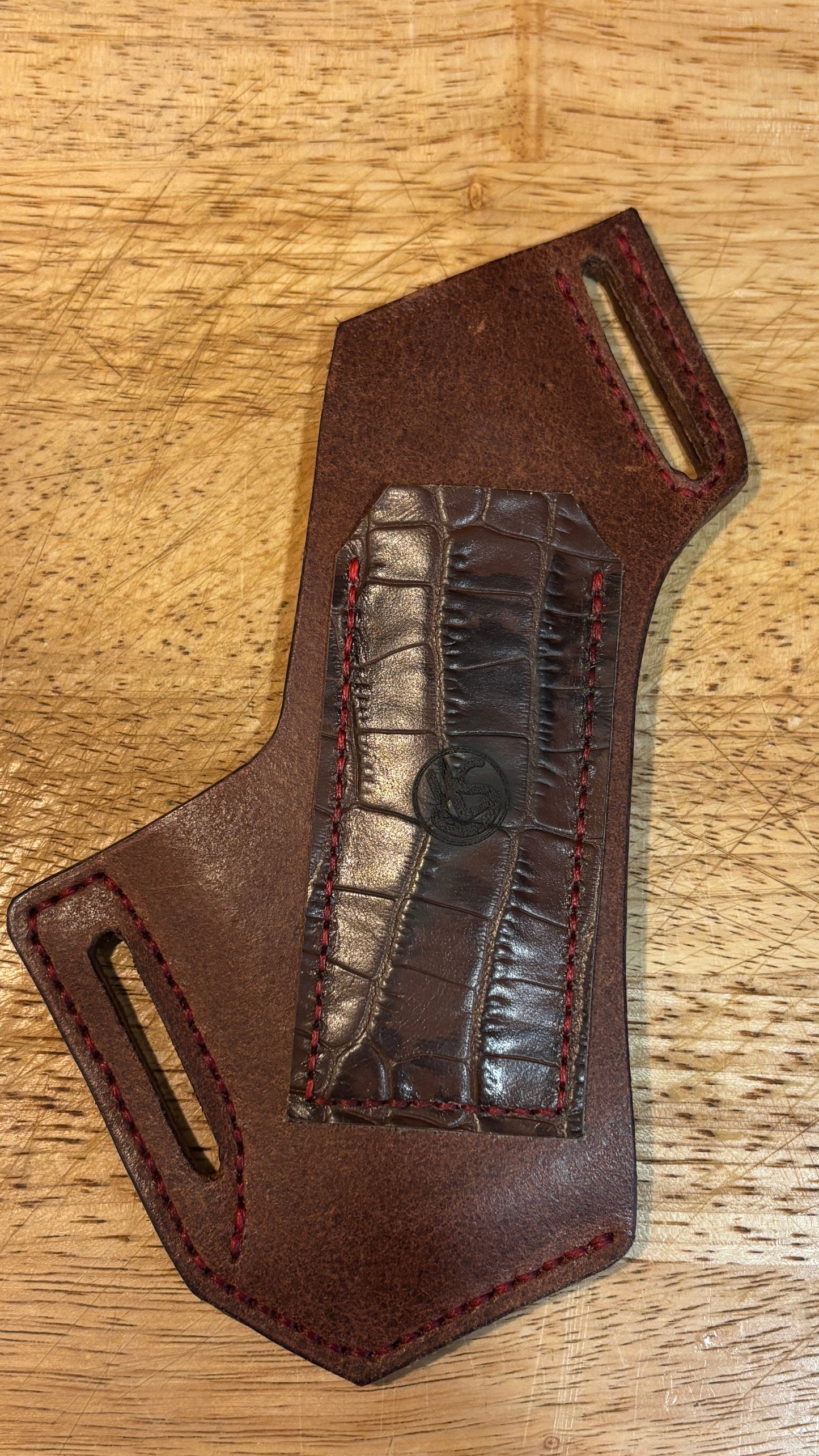 Leather and Crocodile leather phone holder for belt