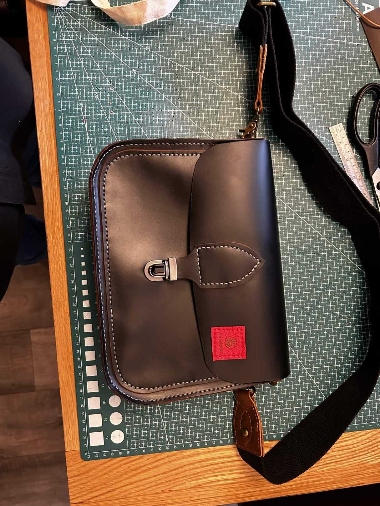 Handcrafted genuine black leather purse