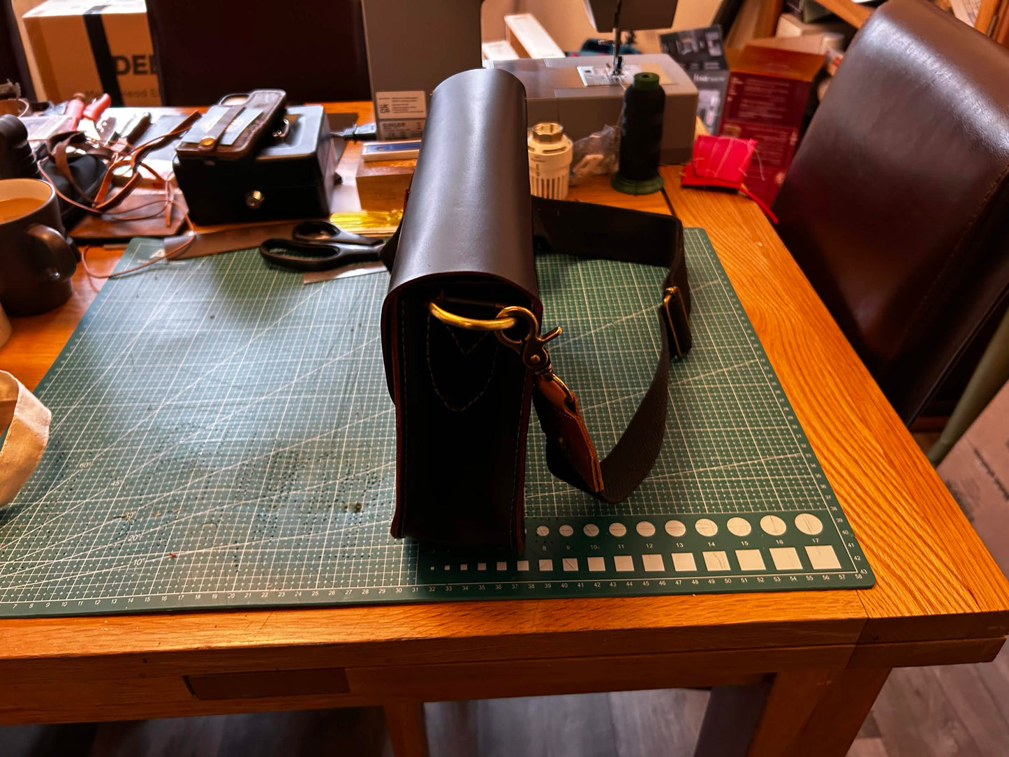 Handcrafted genuine black leather purse