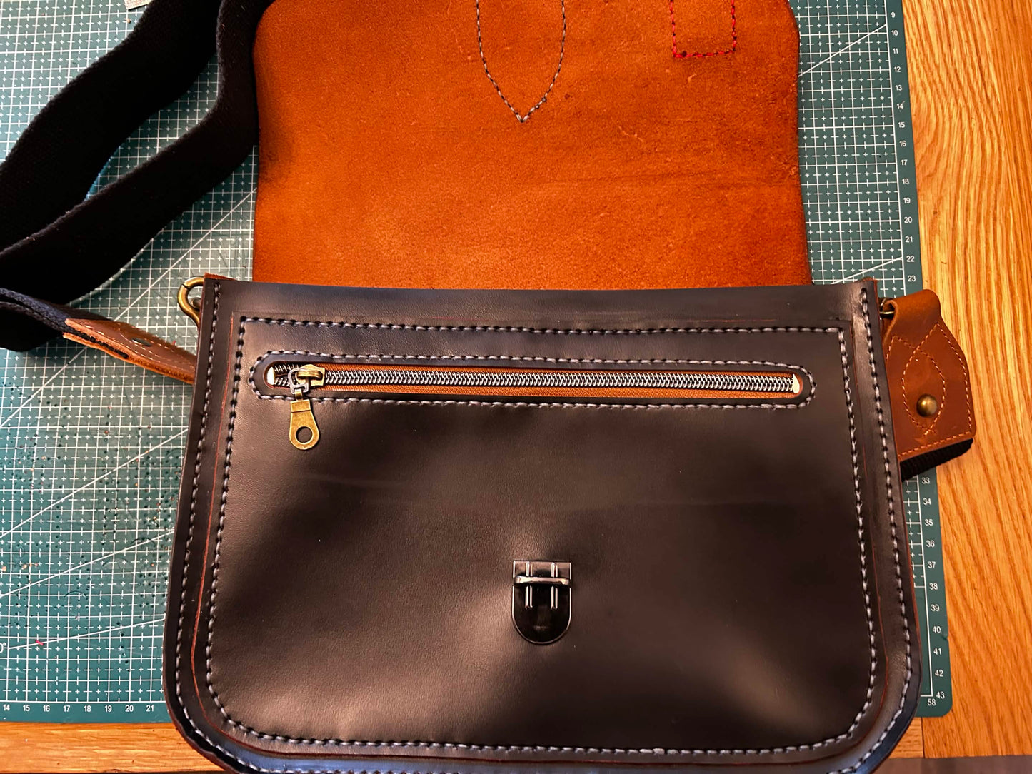 Handcrafted genuine black leather purse